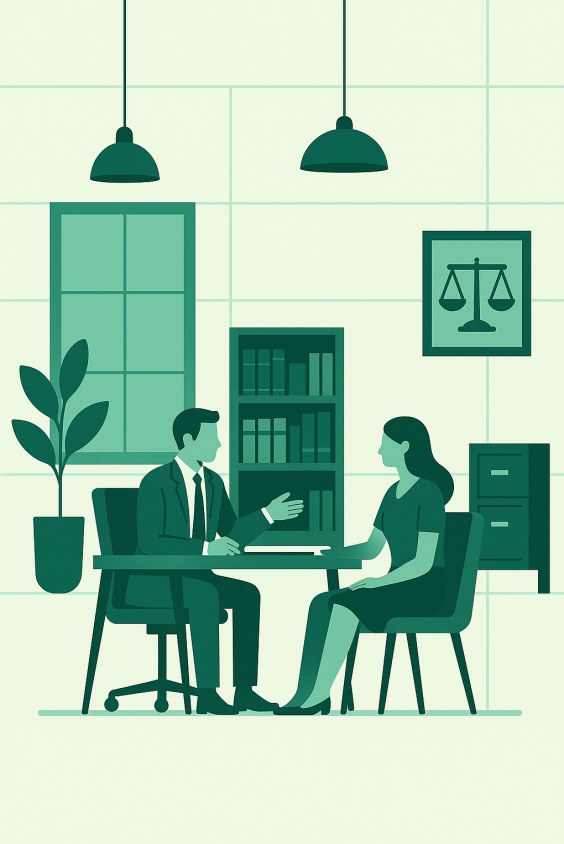 Modern law office with consultation area